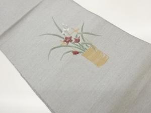 手織り紬桔梗模様織出し名古屋帯